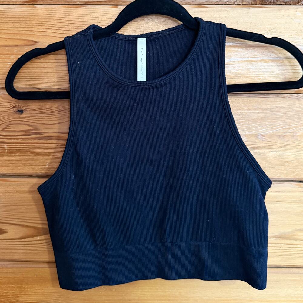 Babaton Black Crop Tank Top Medium